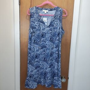 Michael Kors Vintage Blue Paisley Dress.  Above The Knee. Size XL